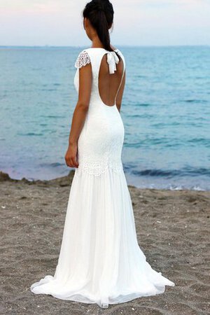 Robe de mariée avec manche courte de sirène col en bateau longueur au ras du sol - Photo 3