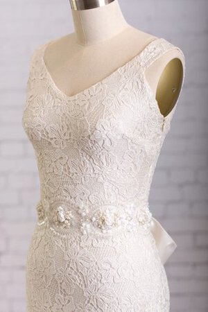 Robe de mariée à la mode manche nulle v encolure avec nœud à boucles sans dos - Photo 3