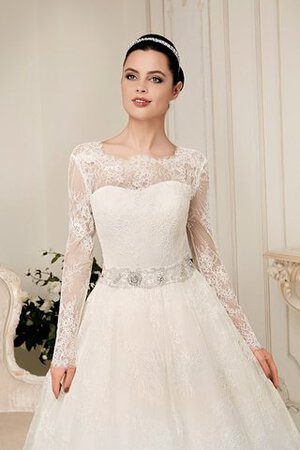 Robe de mariée naturel vintage avec cristal col en bateau de traîne moyenne - Photo 2