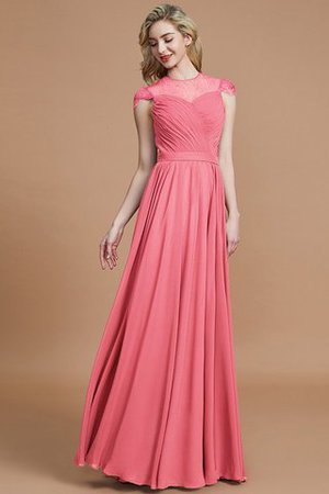 Normale Taille A-Linie Chiffon Kurze Ärmeln Brautjungfernkleid mit Schaufel Ausschnitt - Bild 33