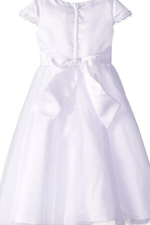 Robe de cortège enfant ligne a avec manche courte en satin col u profond avec nœud à boucles - Photo 2