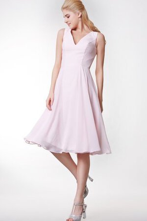 Robe demoiselle d'honneur plissage simple avec chiffon ligne a manche nulle - Photo 1