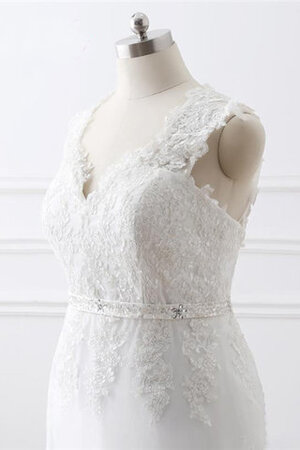 Robe de mariée manche nulle de princesse accrocheur avec ruban v encolure - Photo 5