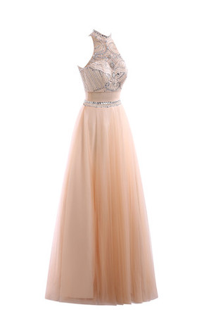 Robe de soirée brillant manche nulle en tulle en satin tissé élastique elevé - Photo 4