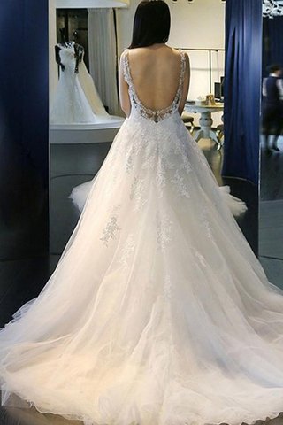 Robe de mariée chic en tulle de mode de bal décolleté dans le dos de traîne moyenne - Photo 2