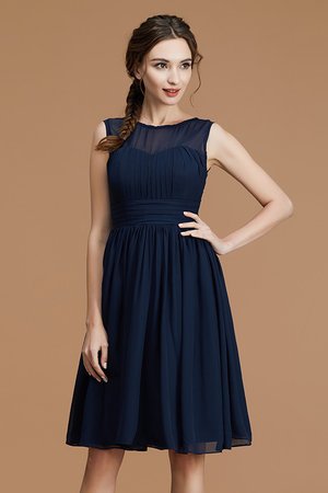 Robe demoiselle d'honneur a-ligne avec zip parfait en chiffon bref - Photo 5