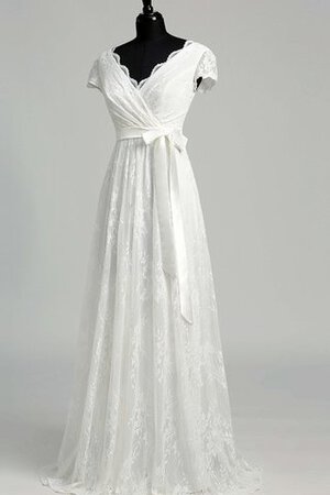 Reißverschluss Spitze stilvolles legeres Brautkleid mit Gürtel mit gekappten Ärmeln - Bild 5