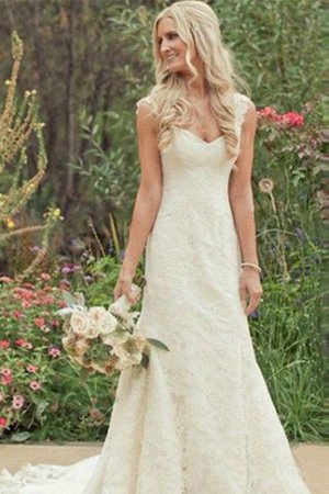 Robe de mariée classique naturel manche nulle de traîne courte de sirène - Photo 1