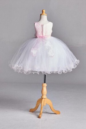 Robe de cortège enfant col u profond avec sans manches jusqu'au mollet avec fleurs avec perle - Photo 3