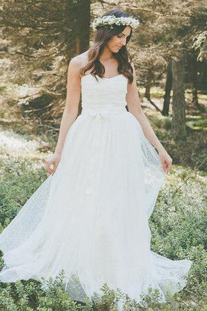 Robe de mariée facile classique ligne a avec ruban ceinture - Photo 1