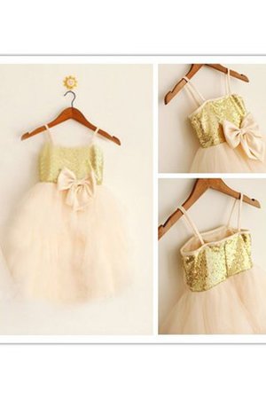 Robe de cortège enfant longue naturel de princesse avec zip avec fleurs - Photo 1