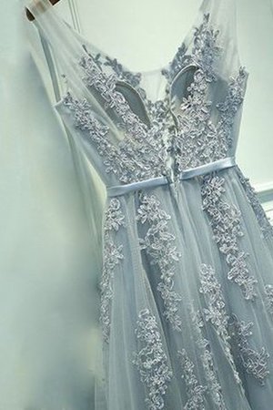 V-Ausschnitt Prinzessin A Linie Sittsames Abendkleid mit Applikation - Bild 2