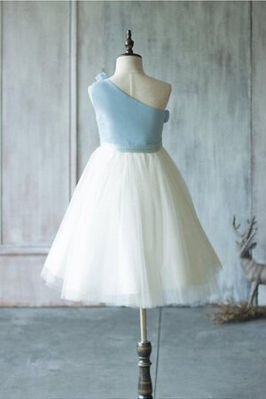 Robe de cortège enfant manche nulle ruché d'épaule asymétrique de lotus avec fleurs - Photo 4