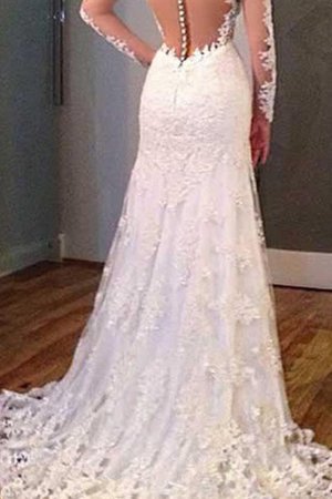 Robe de mariée coupé jusqu'au sol en dentelle a eglise plissage - Photo 2