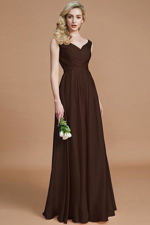 Robe demoiselle d'honneur naturel v encolure de princesse avec sans manches ruché - Photo 12