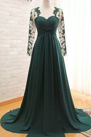 Robe de soirée longue luxueux appliques avec manche longue ruché - Photo 1