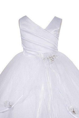 Robe de cortège enfant a-ligne asymétrique avec gradins v encolure ruché - Photo 2