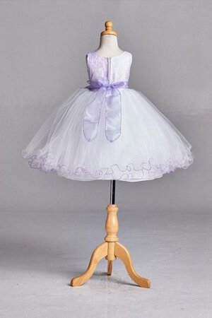 Abito da Cerimonia Bambini con Increspature Ball Gown in Tulle Senza Maniche con Fiore A Terra - Foto 3