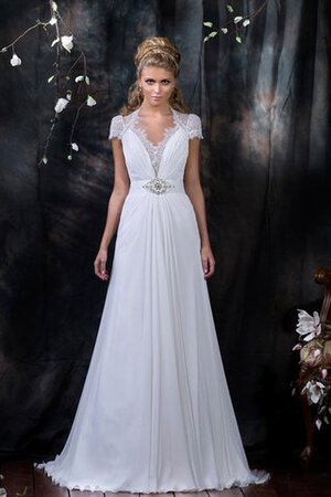 Abito da Sposa V-Scollo in pizzo Naturale in Chiffon a riva Formale E Informale - Foto 1