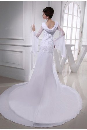 Robe de mariée facile broder avec zip avec perle de tour de ceinture empire - Photo 2