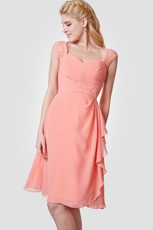 Robe demoiselle d'honneur romantique derniere tendance ruché ligne a avec manche courte - Photo 5