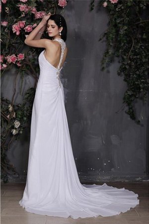 Robe de mariée de lotus dénudé avec perle avec chiffon manche nulle - Photo 2