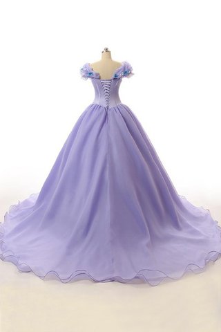 Robe de quinceanera longue en satin de mode de bal en organza de lotus - Photo 2