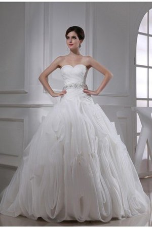 Abito da Sposa Semplice Allacciato Ball Gown Senza Maniche in Organza - Foto 1