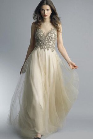 Robe de bal naturel manche nulle appliques en tulle longueru au niveau de sol - Photo 5