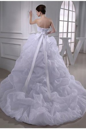 Abito da Sposa con Perline in Organza Allacciato Cuore Lunghi - Foto 2