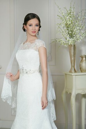 Robe de mariée naturel avec lacets col ras du cou de sirène - Photo 3