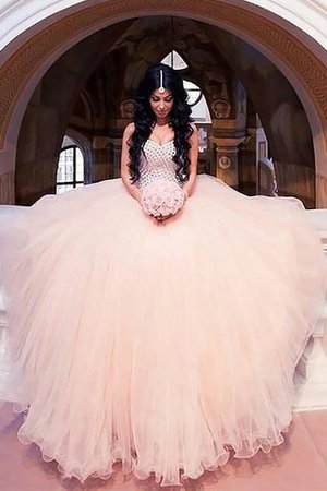 Robe de mariée classique de mode de bal de col en cœur manche nulle en tulle - Photo 1