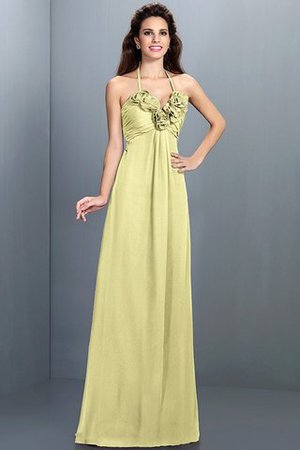 Robe demoiselle d'honneur avec chiffon avec fleurs de princesse a-ligne jusqu'au sol - Photo 6