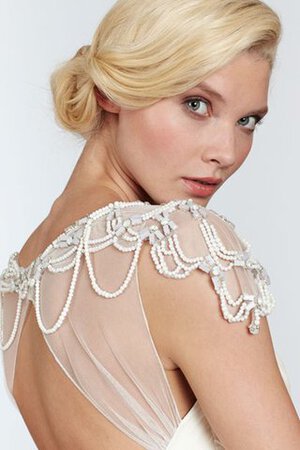 Abito da Sposa con Festone Tubino Corpetto Pieghe Cappellino V-Scollo con Piega - Foto 4