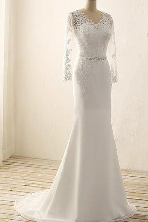 Robe de mariée facile vintage appliques avec perle avec manche longue - Photo 2