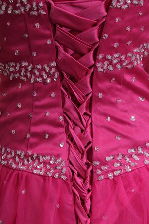 Trägerlos Perlenbesetztes Tüll langes Abendkleid mit Rücken Schnürung - Bild 5