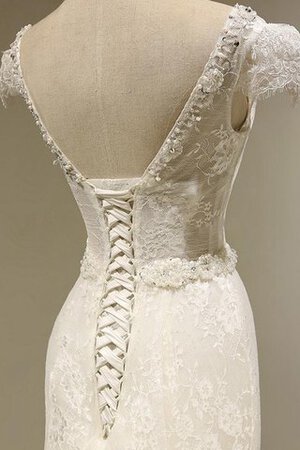 Robe de mariée classique naturel de traîne courte de sirène avec manche courte - Photo 3