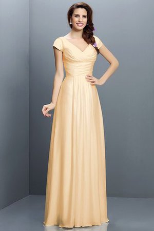 Robe demoiselle d'honneur plissé avec zip en chiffon de princesse a-ligne - Photo 6