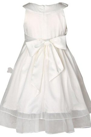 Abito da Cerimonia Bambini con Piega con Applique Barchetta Senza Maniche A-Line in Taffeta - Foto 2