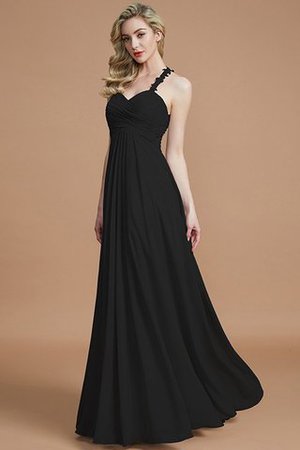 Robe demoiselle d'honneur avec zip jusqu'au sol manche nulle avec chiffon ruché - Photo 8