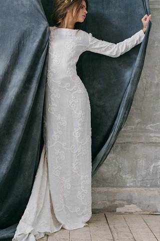 Abito da Sposa Semplice con Applique con Maniche Lunghe decorato Cerniera in Pizzo - Foto 2