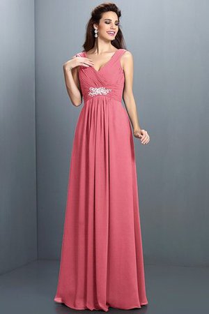 Ärmellos Prinzessin Anständiges Brautjungfernkleid aus Chiffon mit Drapierung - Bild 28