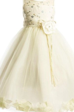 Duchesse-Linie Reißverschluss A-Linie bodenlanges Blumenmädchenkleid mit Applike aus Tüll - Bild 1