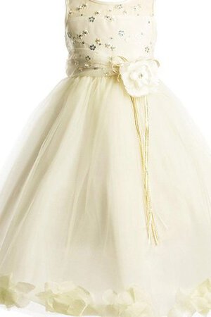 Robe de cortège enfant pailleté naturel avec perle avec nœud à boucles col u profond - Photo 1