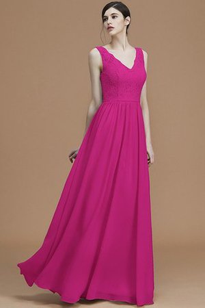 Robe demoiselle d'honneur en chiffon avec sans manches de lotus v encolure a-ligne - Photo 17