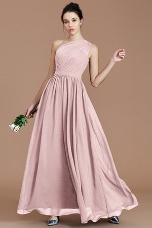 Robe demoiselle d'honneur naturel en chiffon ruché ligne a d'épaule asymétrique - Photo 25