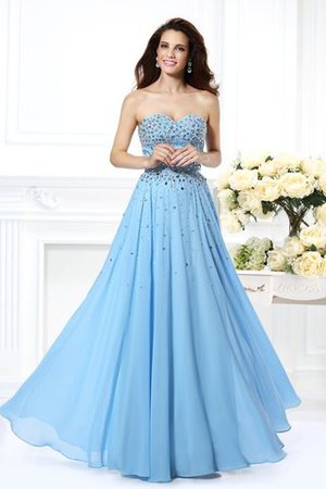 Perlenbesetztes Normale Taille Chiffon Bodenlanges Ballkleid mit Reißverschluss - Bild 1