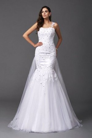 Robe de mariée longue delicat avec perle bandouliere spaghetti avec sans manches - Photo 1