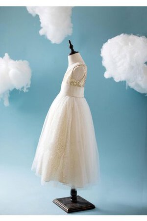 Robe de cortège enfant pailleté de lotus avec perle en tulle ruché - Photo 3