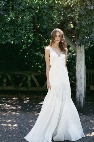 Robe de mariée plissé ligne a avec décoration dentelle avec sans manches - Photo 2